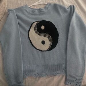 No Boundaries Light Blue Yin Yang Sweater